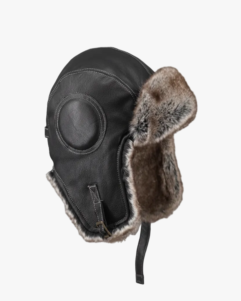 Vintage Style Genuine Sheep Leather Aviator Hat