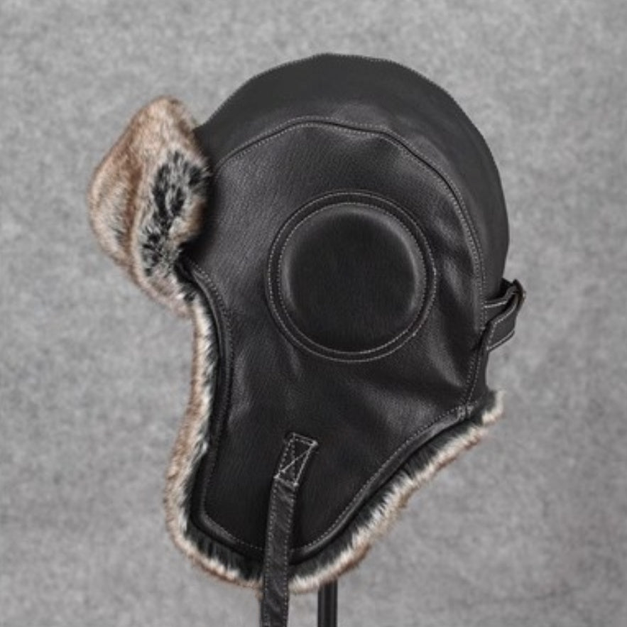 Vintage Style Genuine Sheep Leather Aviator Hat