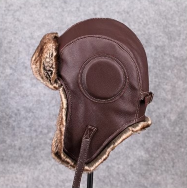 Vintage Style Genuine Sheep Leather Aviator Hat