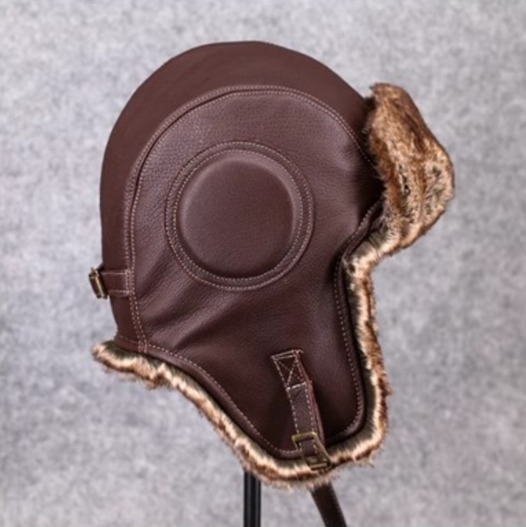 Vintage Style Genuine Sheep Leather Aviator Hat