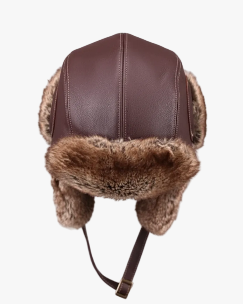 Vintage Style Genuine Sheep Leather Aviator Hat