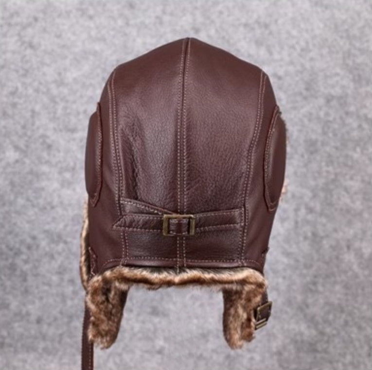 Vintage Style Genuine Sheep Leather Aviator Hat