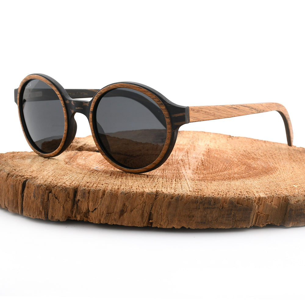 Pepe Iconic Round Wood Sunglasses