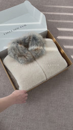 Firelady Fur Women's Merino Shearling Coat | Layered Patch-Dyed Raccoon Fur Collar “Hokkaido Melody”