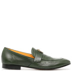 Madison Maison Green Leather Lock Flat Loafer