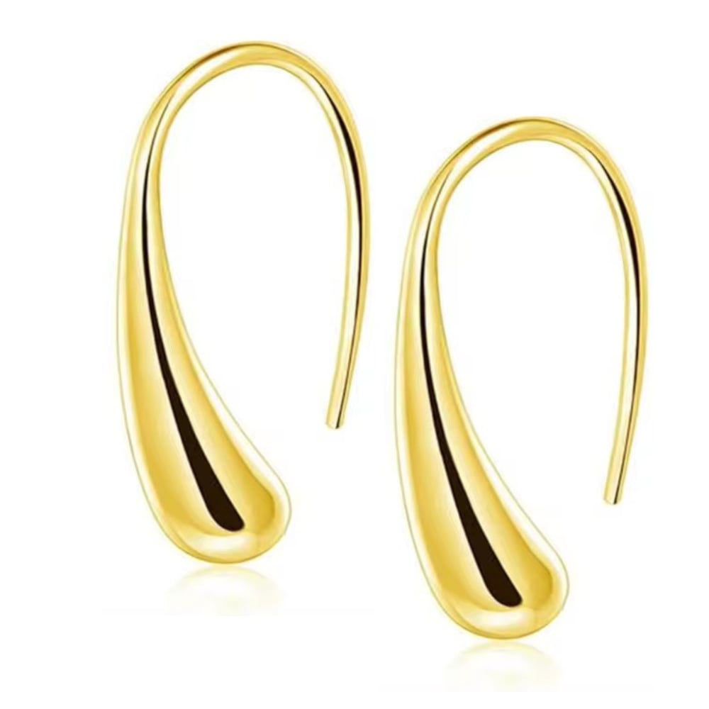 Sophia Teardrop Hook Earrings Modern Minimalist Design in Silver or Gold
