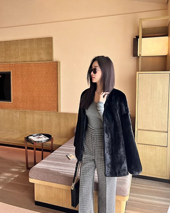 Swiss Snow Mink Velvet Fur Coat