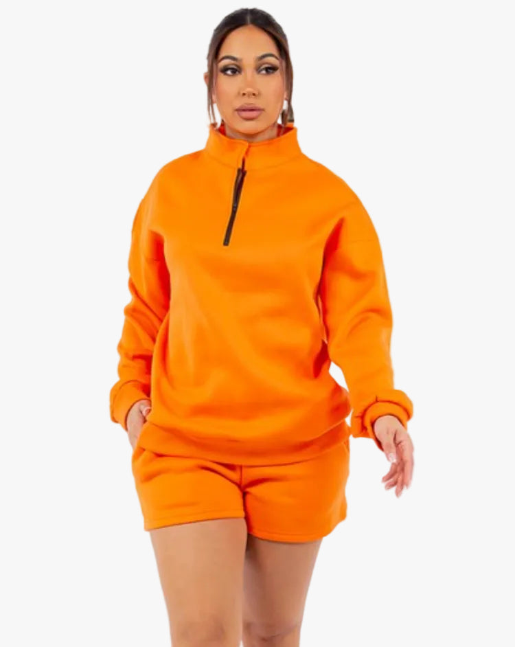 Women’s Sweatshirt and Short Set | Orange