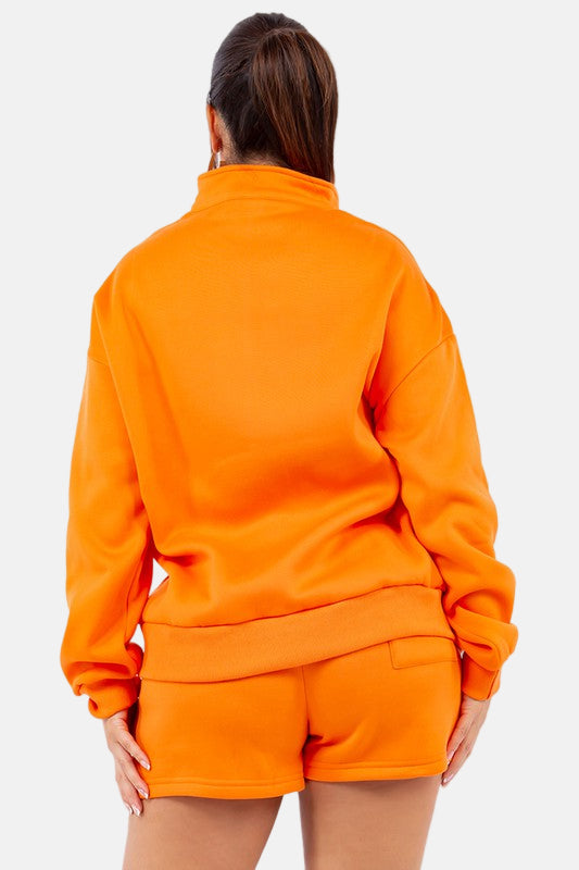 Sweatshirt and Shorts Set Orange