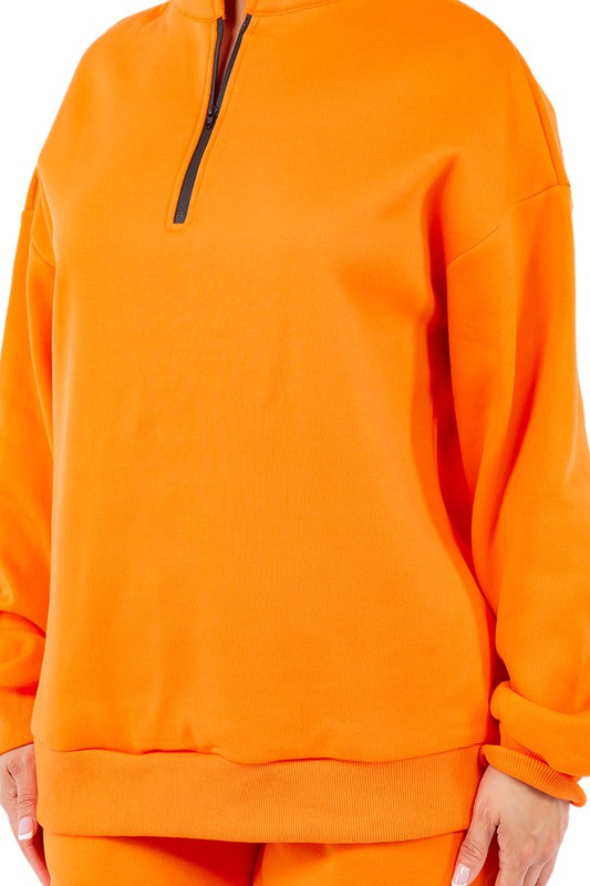 Sweatshirt and Shorts Set Orange