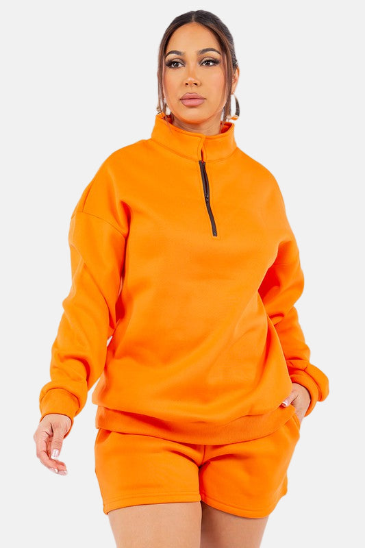 Sweatshirt and Shorts Set Orange
