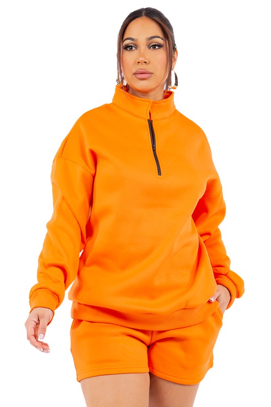Women’s Sweatshirt and Short Set | Orange