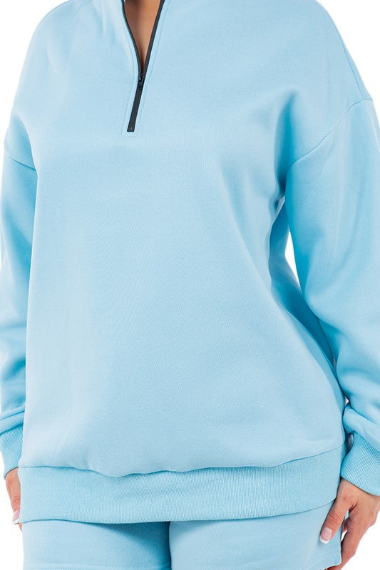 Sweatshirt and Shorts Set Sky Blue