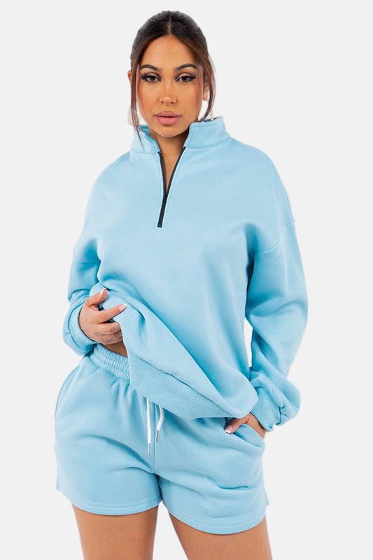 Sweatshirt and Shorts Set Sky Blue