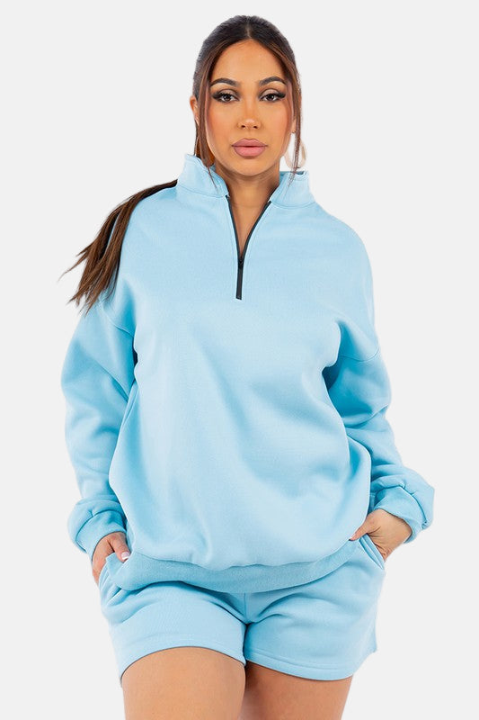 Sweatshirt and Shorts Set Sky Blue