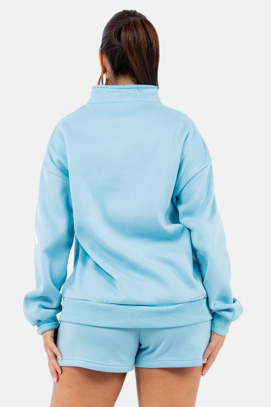 Sweatshirt and Shorts Set Sky Blue