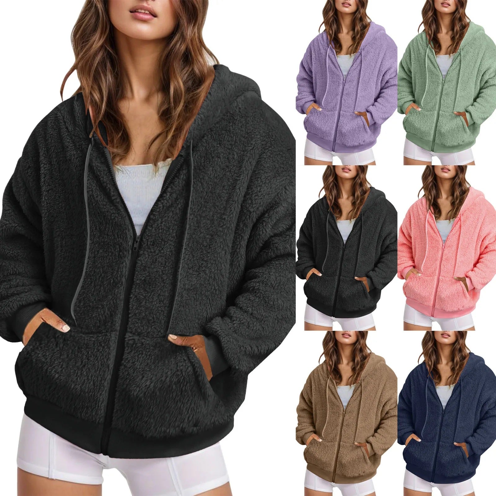 Long Zip-Up Hoodie | Soft Cotton Velvet | Oversized Fit