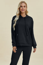 Basic Bae Air Scuba Drawstring Long Sleeve Hoodie with Kangaroo Pocket