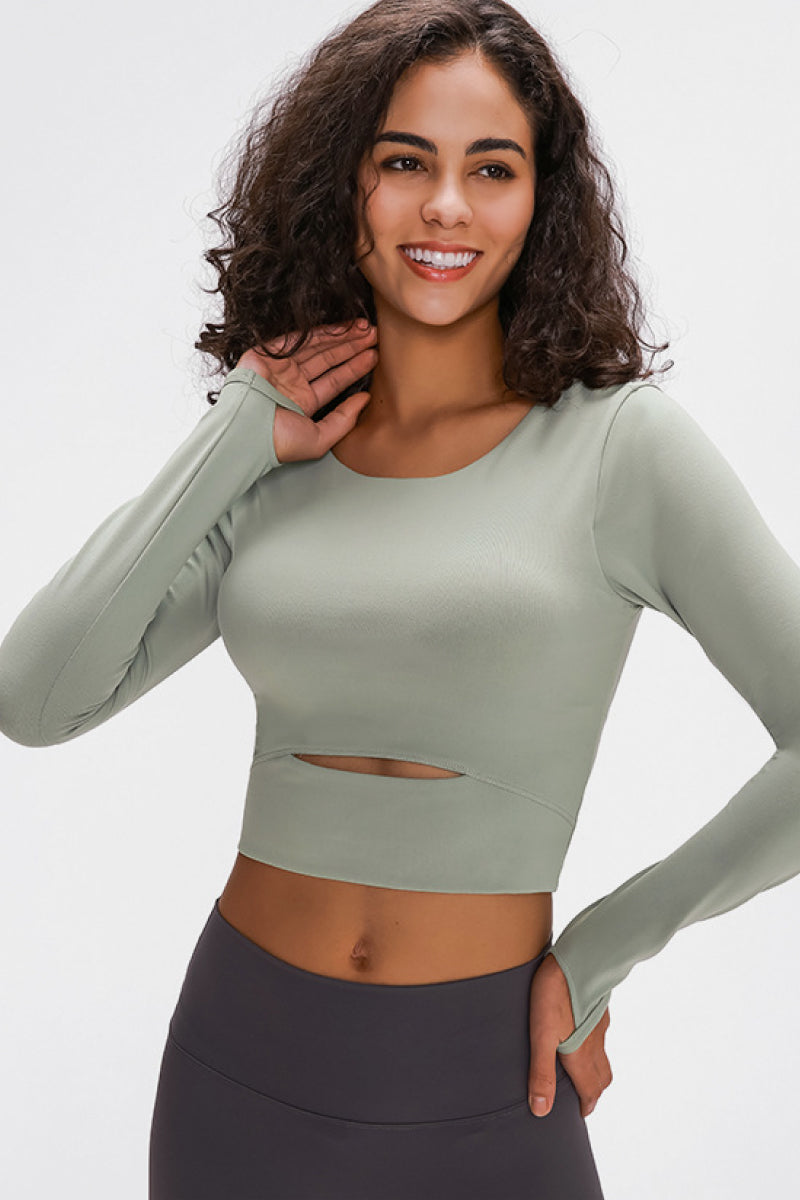 Long Sleeve Crop Top with Sports Strap