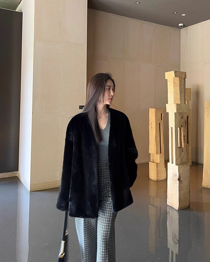 Swiss Snow Mink Velvet Fur Coat