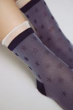 Conte Socks Classic 491 | Glossy Pattern and Decorative Transparent Mesh
