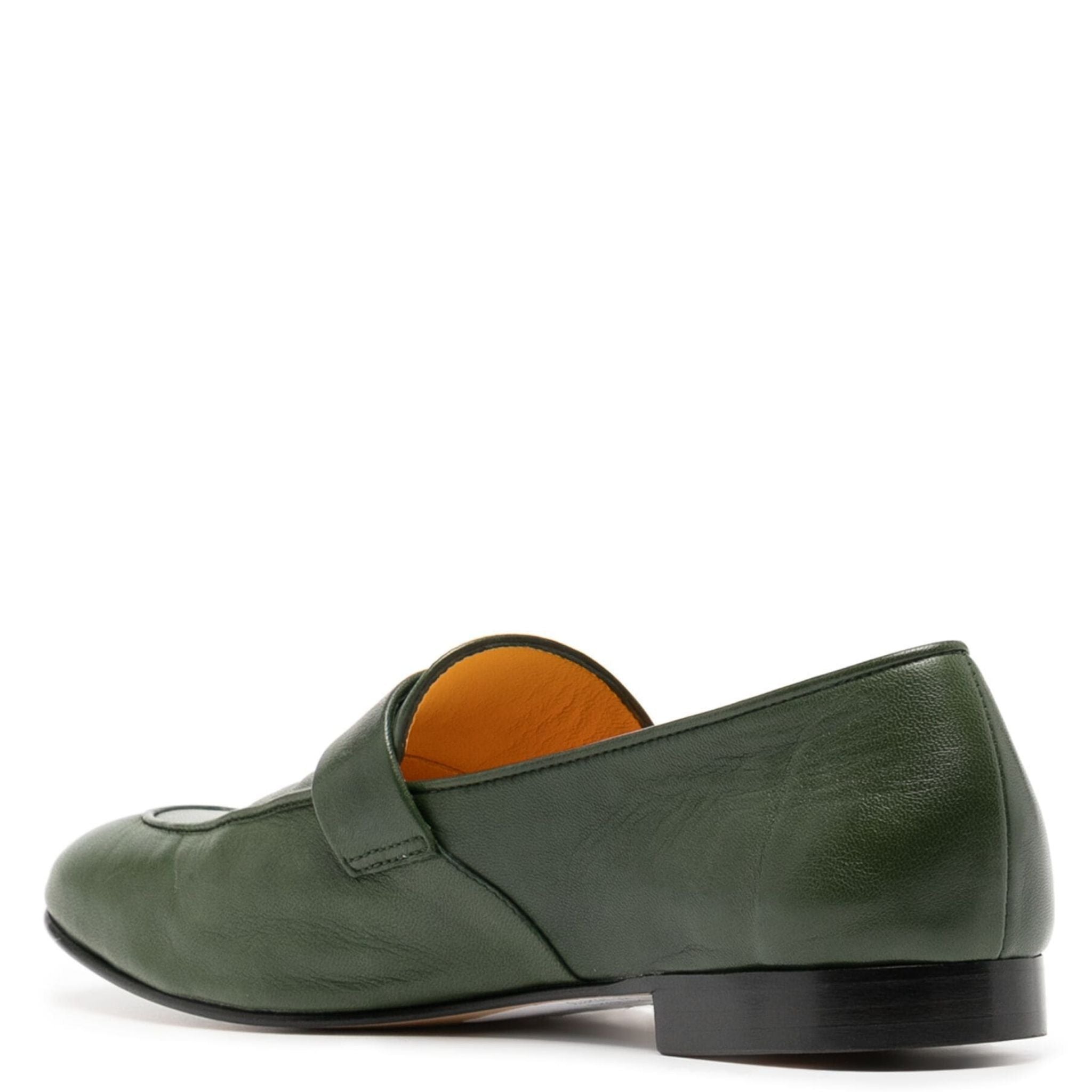 Madison Maison Green Leather Lock Flat Loafer