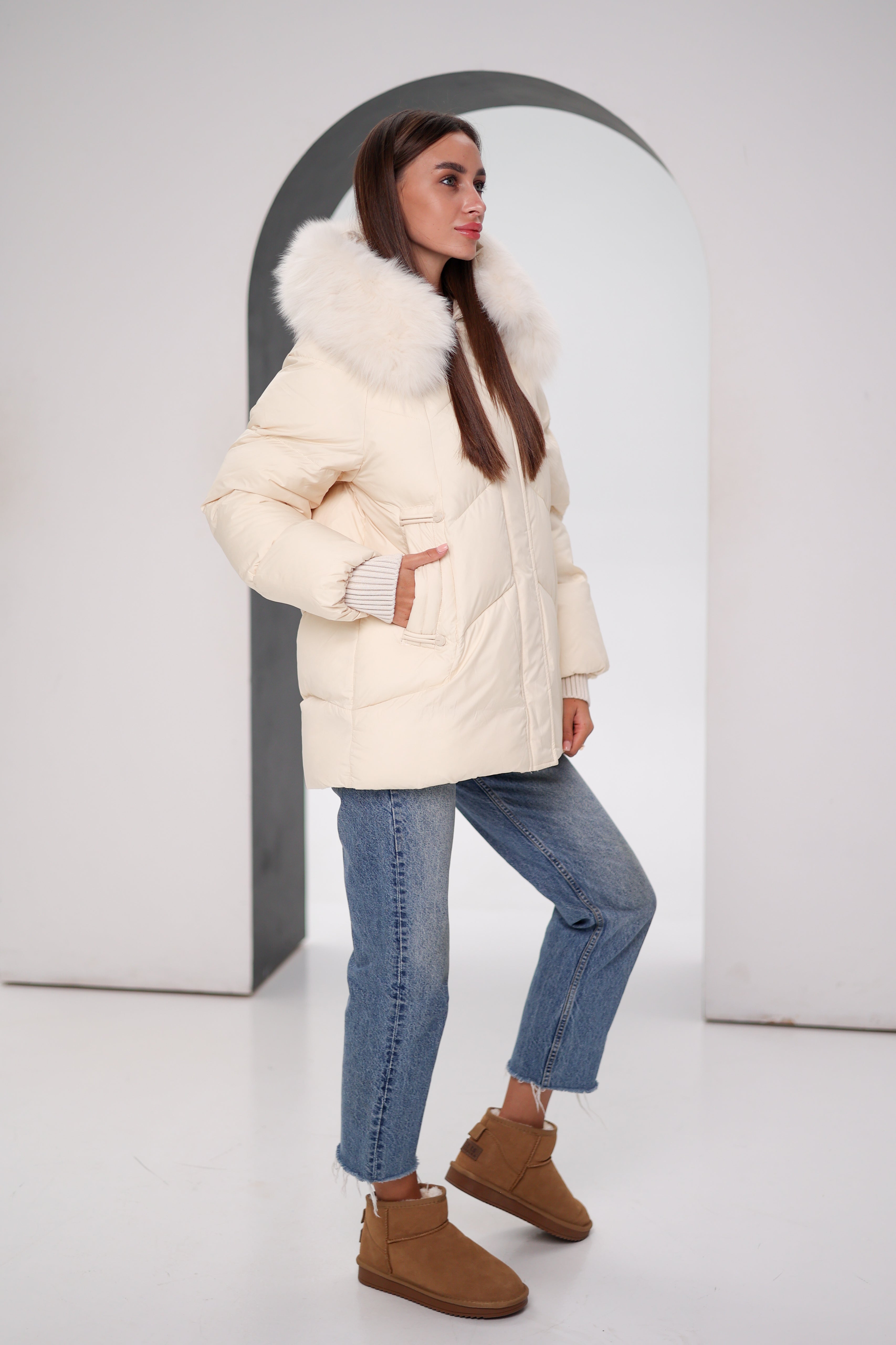 Genuine Polar Fox Thinsulate™ Coat | Ivory