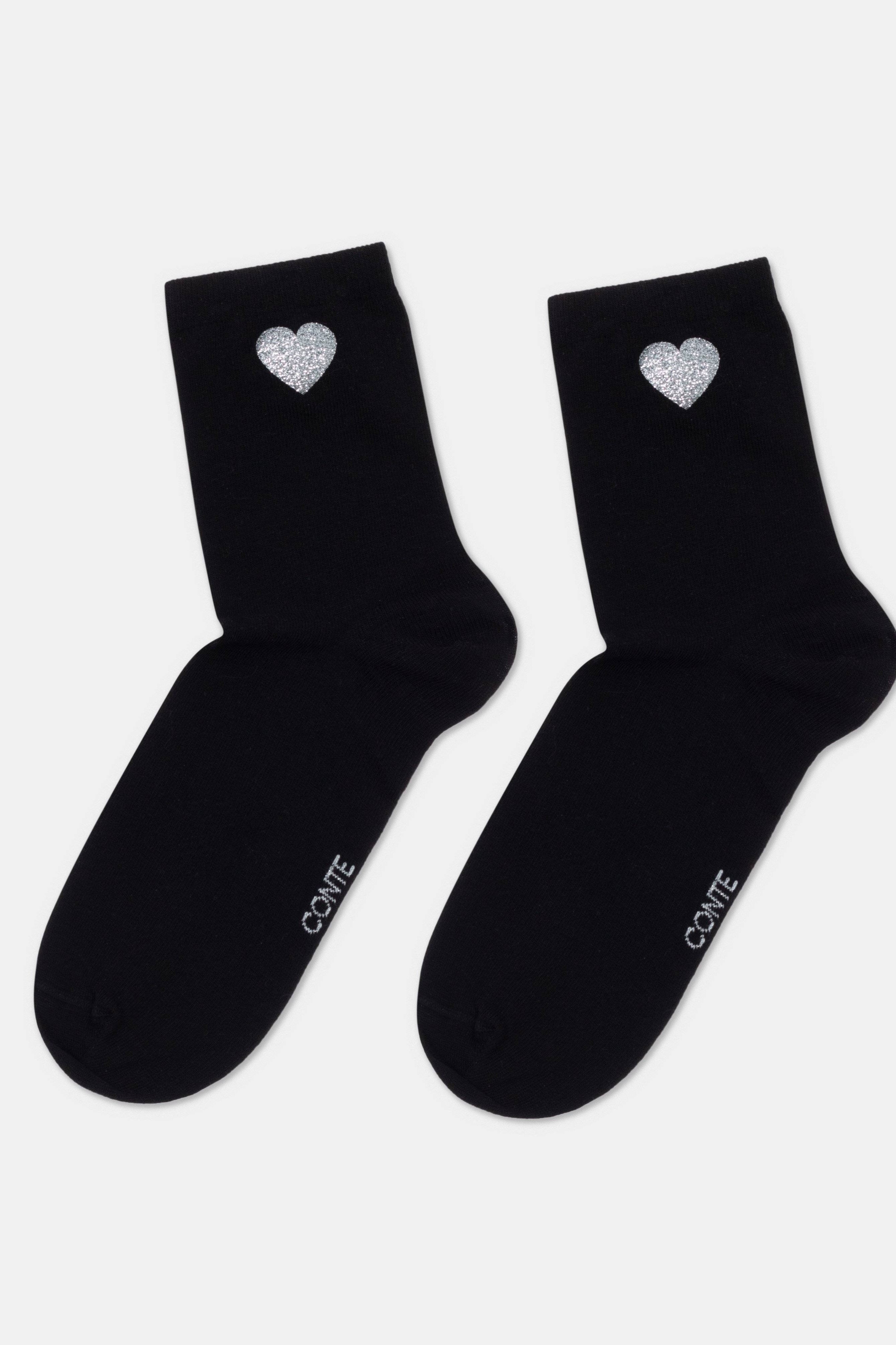 Cotton Socks Conte Classic 427 Shimmering Heart Pattern