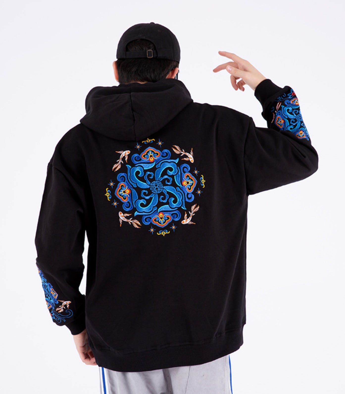 Fish Art Embroidery Hoodie | KH9201