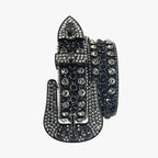 Black Skull with Black & Crystal Rhinestone Belt