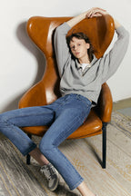 Two Shots High Rise Straight Crop Jeans | HJ013