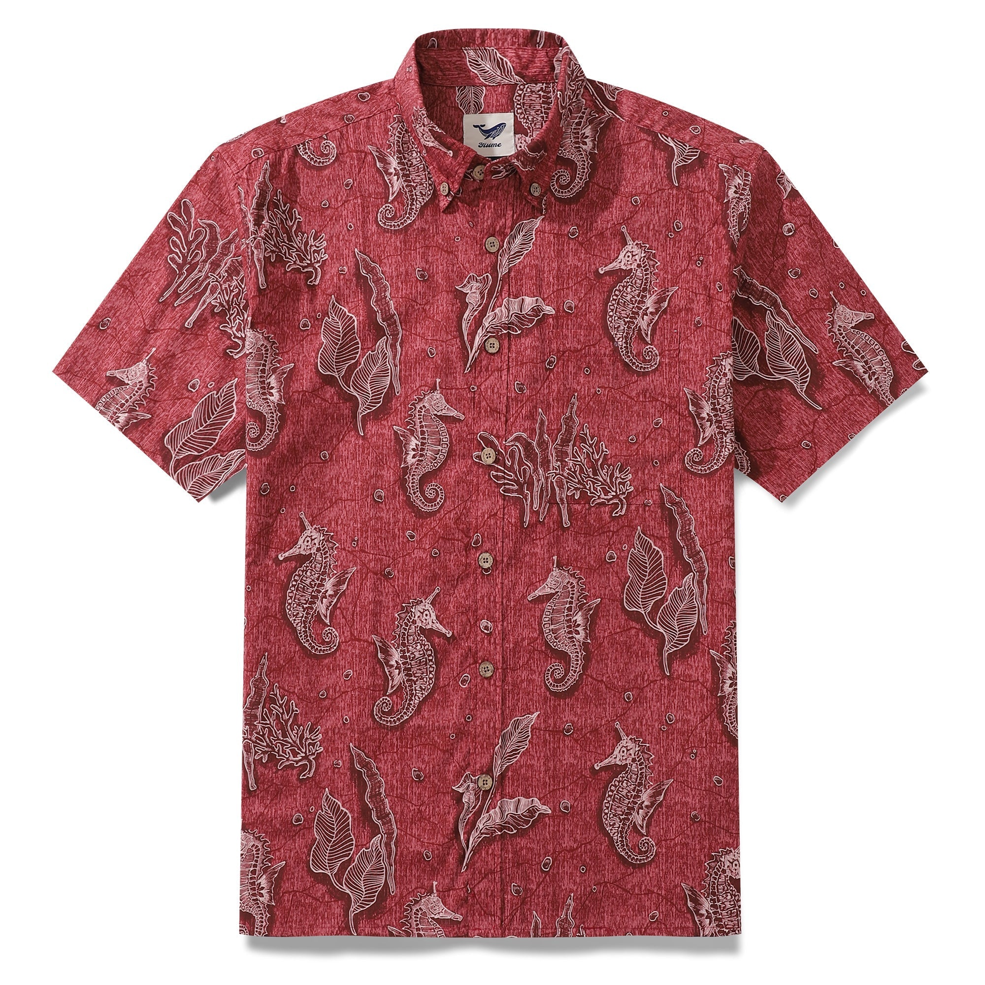 Red Hawaiian Shirt For Men | Seahorses