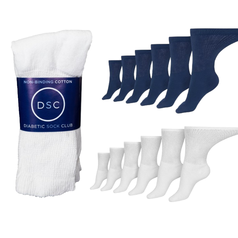 Women's Cotton Diabetic Crew Socks | 6 Pairs