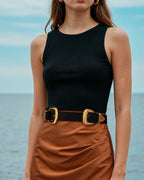 Double Buckle Western Waist Belt for Women