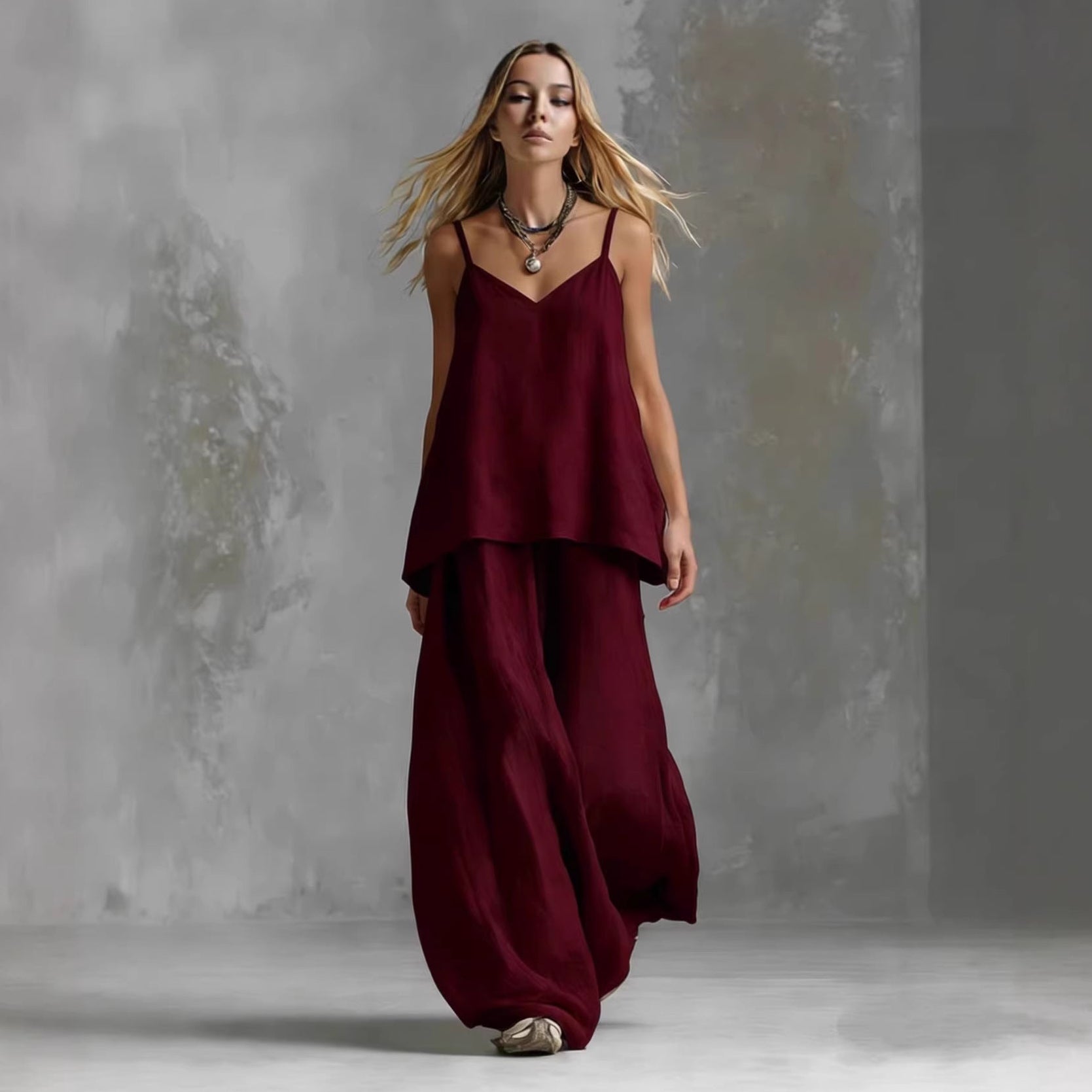 Women's Sleeveless Elegant Pantsuit | Off-Shoulder 2-Piece Suit Set