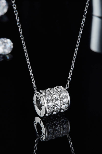 Sterling Silver Barrel Necklace with Moissanites