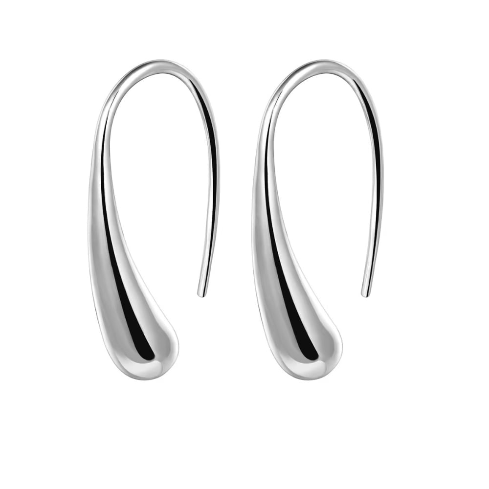 Sophia Teardrop Hook Earrings Modern Minimalist Design in Silver or Gold