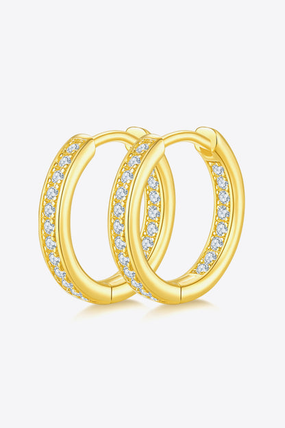 Huggie Earrings with Moissanite in Gold 925 Sterling Silver