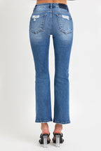 Mid Rise Ankle Straight Jeans with Pockets