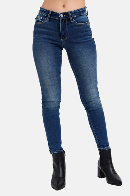 Mid-Rise Waist Skinny Jeans with Thermal Lining