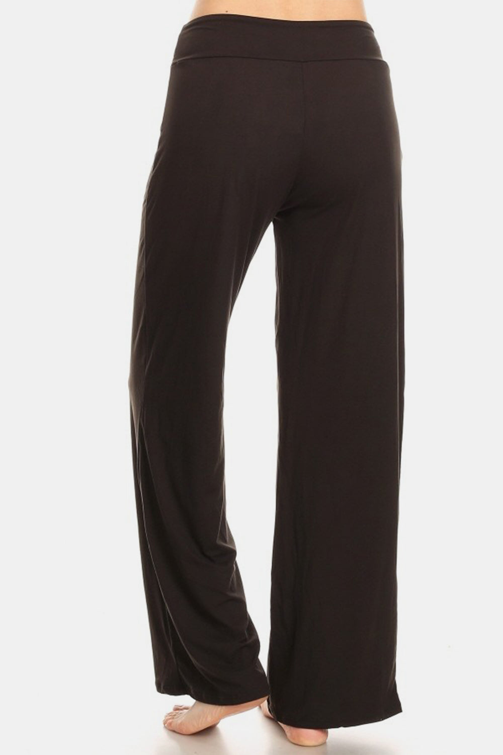High Waist Drawstring Wide Leg Pants Black