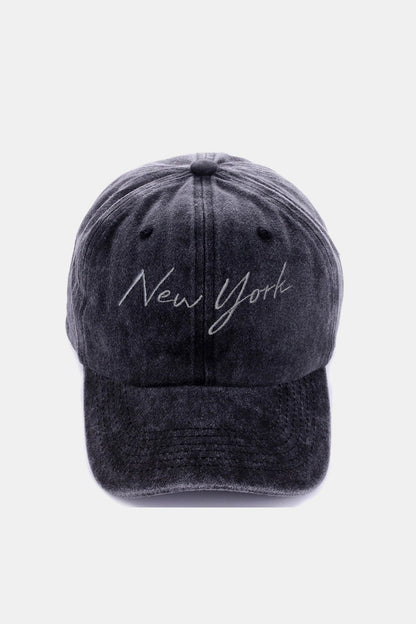 City Embroidered Washed Baseball Cap