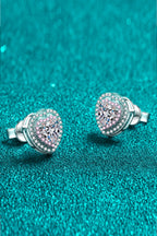 Pink Accent Heart-Shaped Stud Earrings