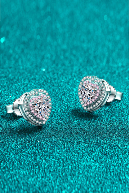 Pink Accent Heart-Shaped Stud Earrings