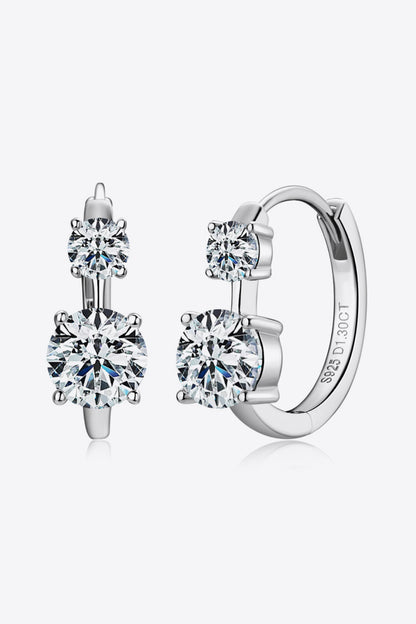 Two Stones Moissanite Hoop Earrings