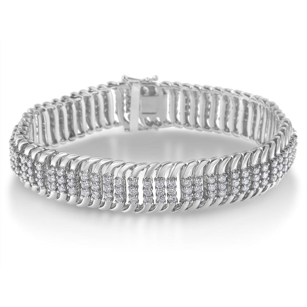 14K White Gold 5.0 Cttw Round Brilliant Cut Diamond 7" Tennis Bracelet
