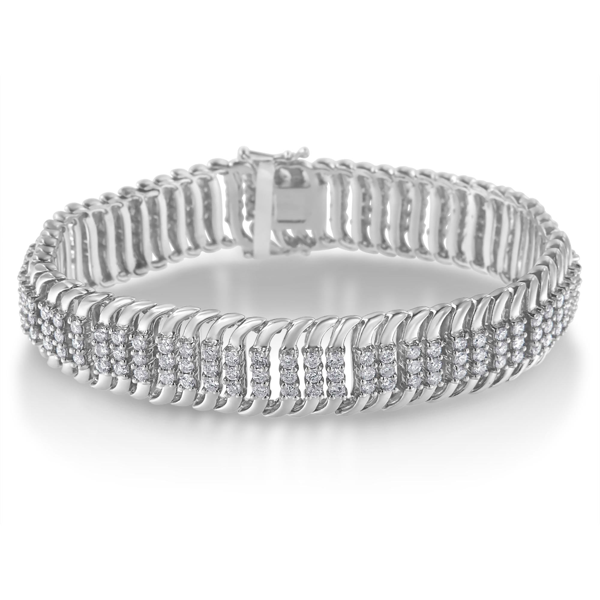 14K White Gold 5.0 Cttw Round Brilliant Cut Diamond 7" Tennis Bracelet