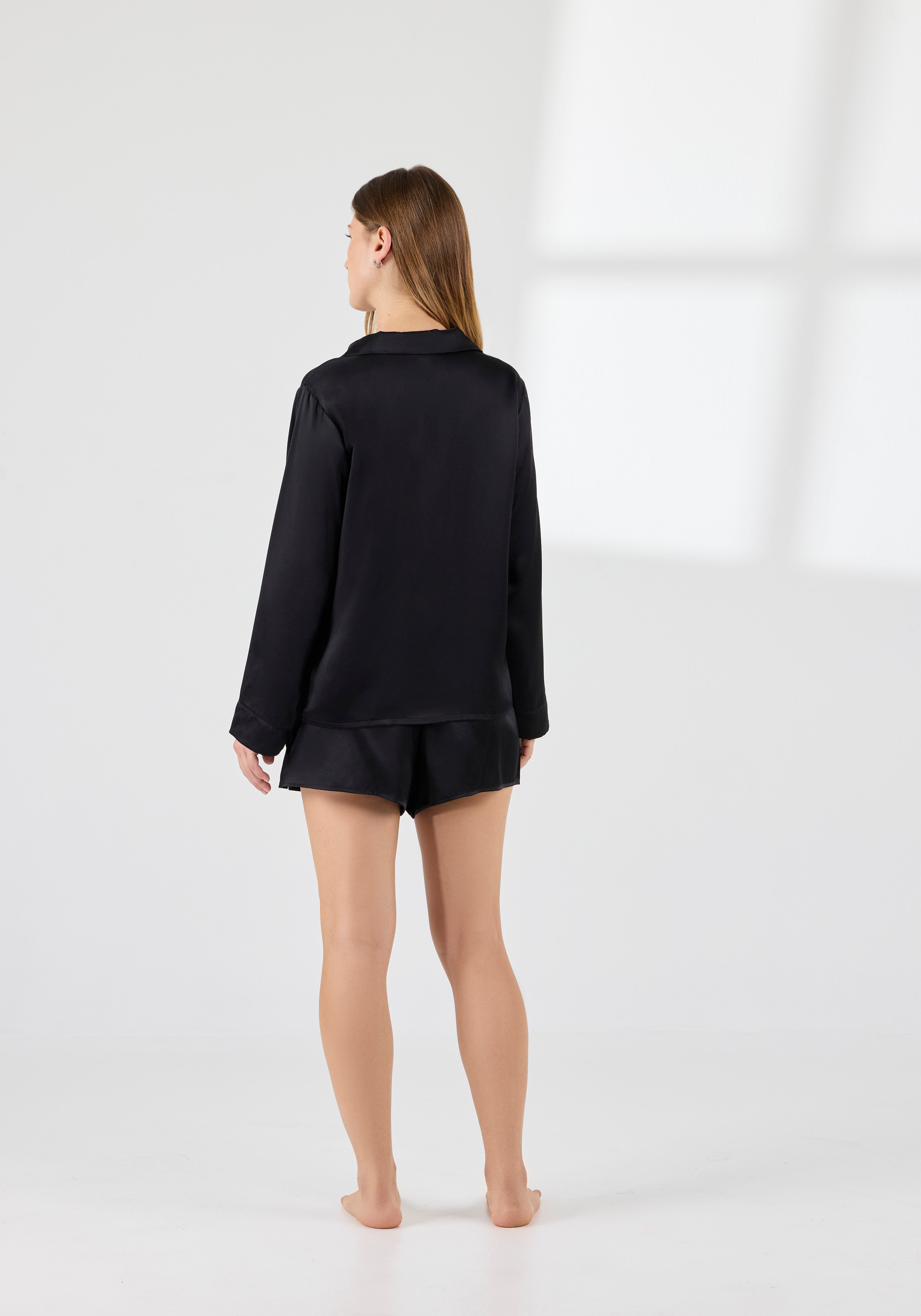 Chloe Silk Lounge Set Black