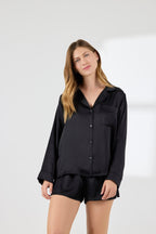 Chloe Silk Lounge Set Black