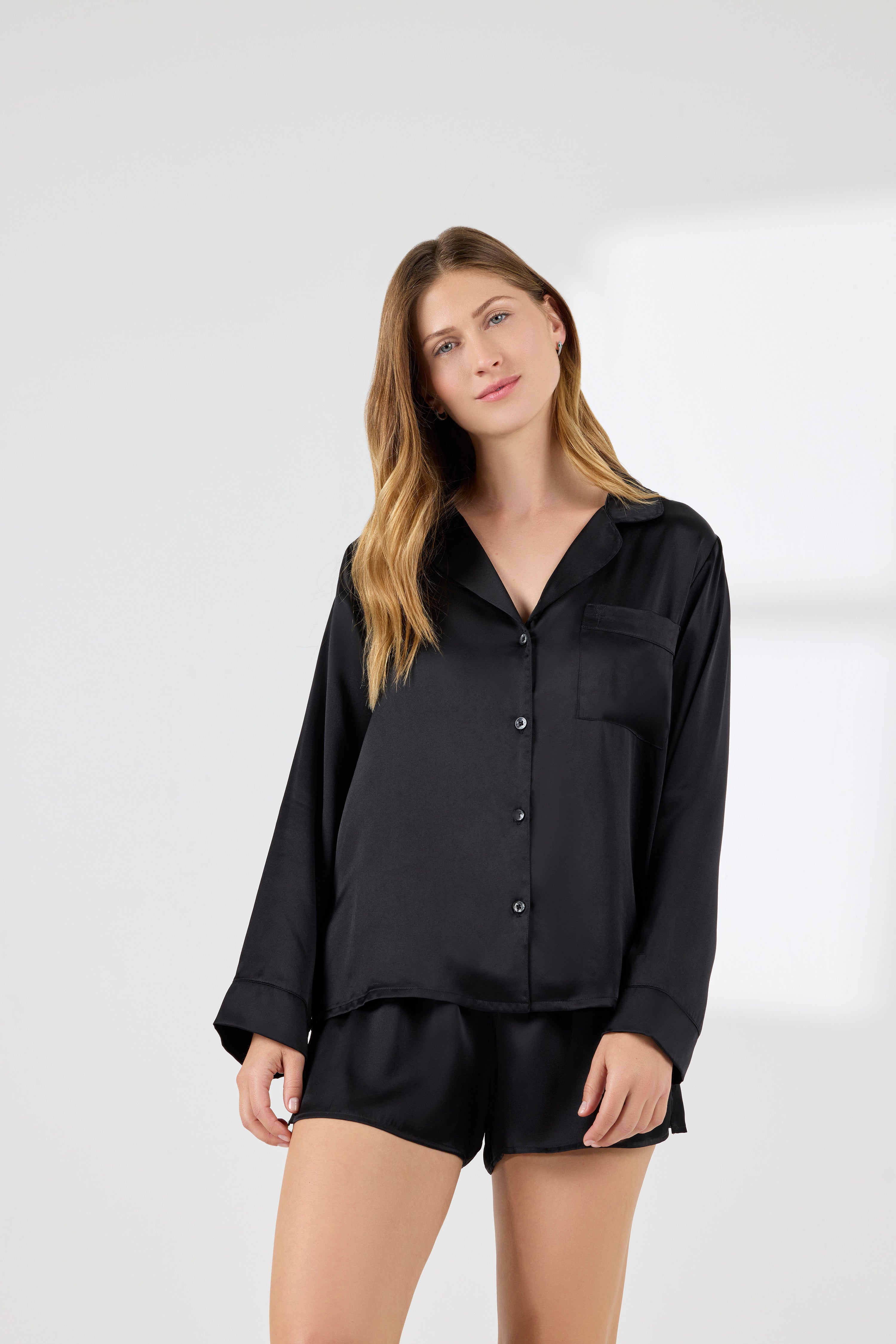 Chloe Silk Lounge Set Black